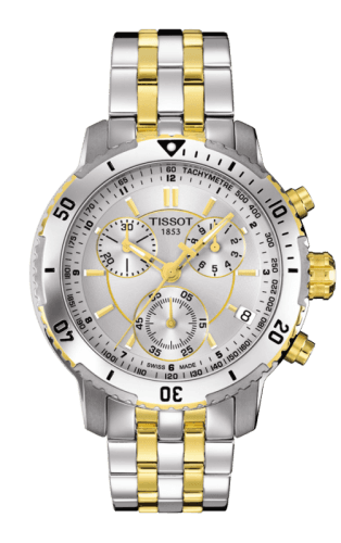 Tissot PRS 200 Quartz Chronograph Two Tone Silver