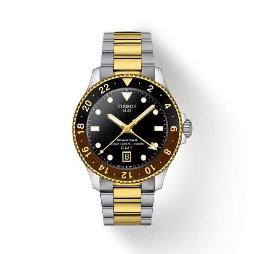 Tissot Seastar 1000 Quartz GMT 40 Stainless Steel - Yellow Gold / Black / Bracelet
