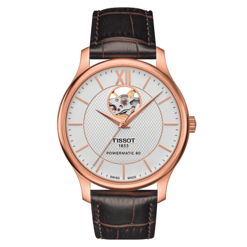 Tissot Tradition Powermatic 80 Open Heart 40 Rose Gold / Silver / Strap