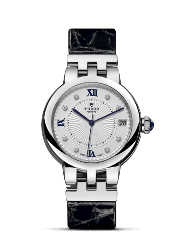 Tudor Clair de Rose 34 Stainless Steel / Silver-Diamond / Alligator