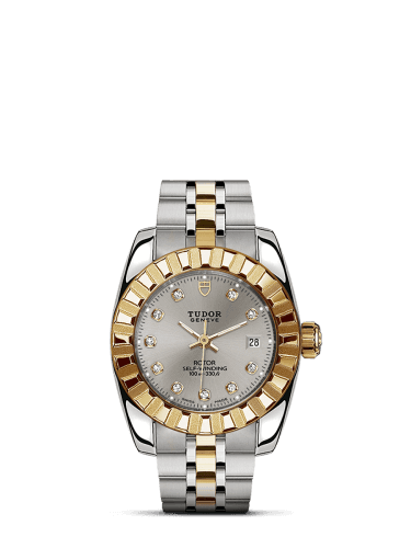 Tudor Classic 28 Stainless Steel / Yellow Gold / Fluted / Silver-Diamond / Bracelet