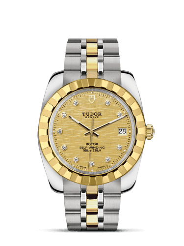 Tudor Classic 38 Stainless Steel / Yellow Gold / Fluted / Champagne-Diamond / Bracelet