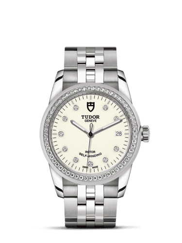 Tudor Glamour Date 36 Stainless Steel / Diamond / Opaline-Diamond / Bracelet