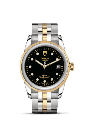 Tudor Glamour Date 36 Stainless Steel / Yellow Gold / Black-Diamond / Bracelet