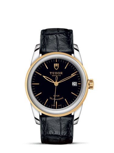 Tudor Glamour Date 36 Stainless Steel / Yellow Gold / Black / Strap