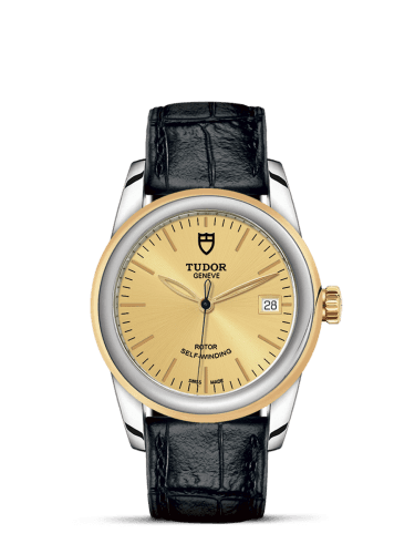 Tudor Glamour Date 36 Stainless Steel / Yellow Gold / Champagne/ Strap
