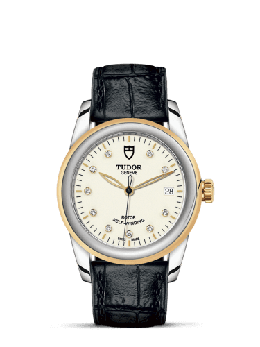 Tudor Glamour Date 36 Stainless Steel / Yellow Gold / Opaline-Diamond / Strap