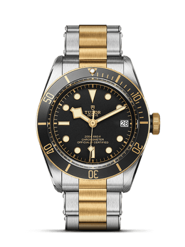 Tudor Heritage Black Bay Black S&G / Stainless Steel / Yellow Gold / Black / Bracelet