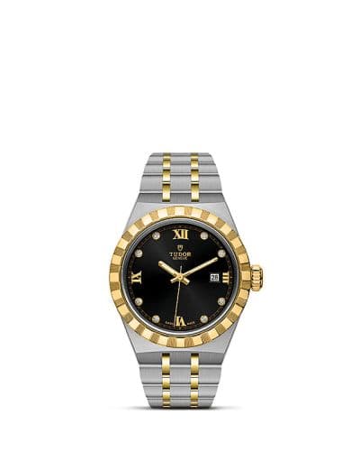 Tudor Royal Date 28 Stainless Steel / Yellow Gold / Black - Diamond