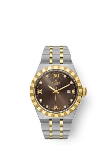 Tudor Royal Date 28 Stainless Steel / Yellow Gold / Chocolate - Diamond
