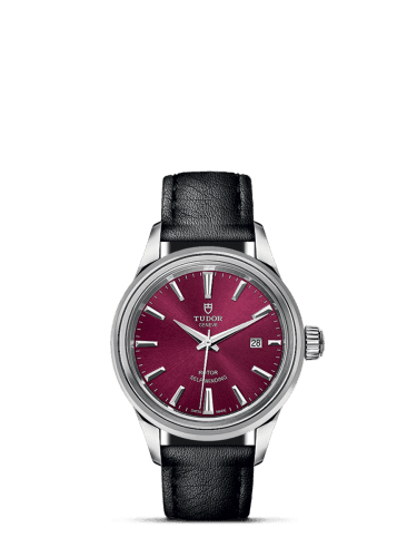 Tudor Style 28 Stainless Steel / Burgundy / Strap