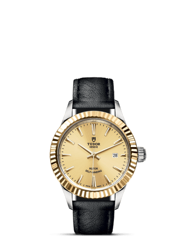 Tudor Style 28 Stainless Steel / Yellow Gold / Fluted / Champagne / Strap