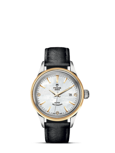 Tudor Style 28 Stainless Steel / Yellow Gold / MOP-Diamond / Strap