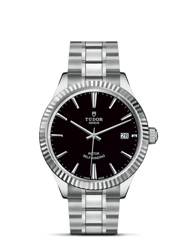 Tudor Style 38 Stainless Steel / Fluted / Black / Bracelet