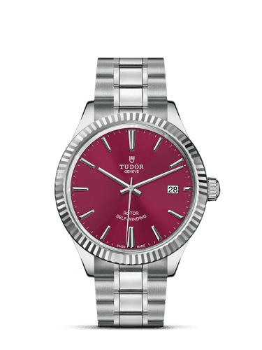 Tudor Style 38 Stainless Steel / Fluted / Burgundy / Bracelet