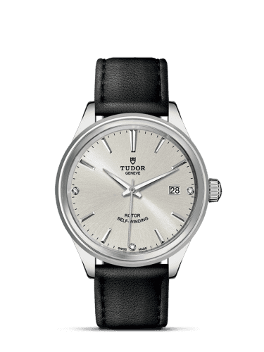 Tudor Style 38 Stainless Steel / Silver-Diamond / Strap