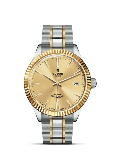 Tudor Style 38 Stainless Steel / Yellow Gold / Fluted / Champagne / Bracelet