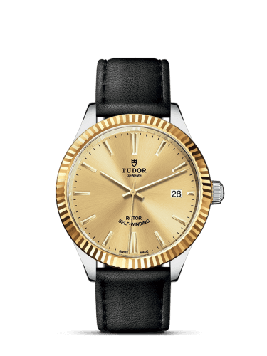 Tudor Style 38 Stainless Steel / Yellow Gold / Fluted / Champagne / Strap