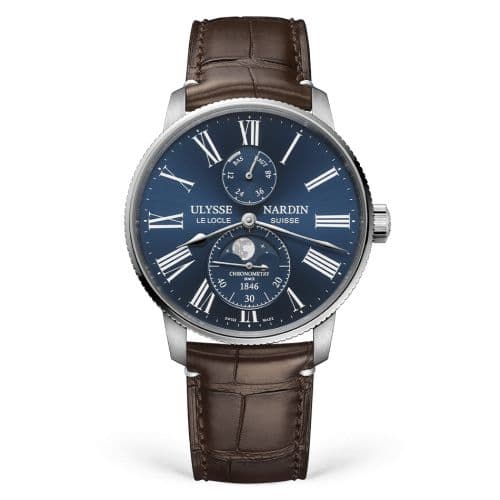 Ulysse Nardin Marine Torpilleur Moonphase Stainless Steel / Blue / Alligator