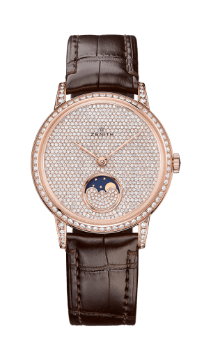 Zenith Elite Lady Moonphase Rose Gold / Diamond / Alligator